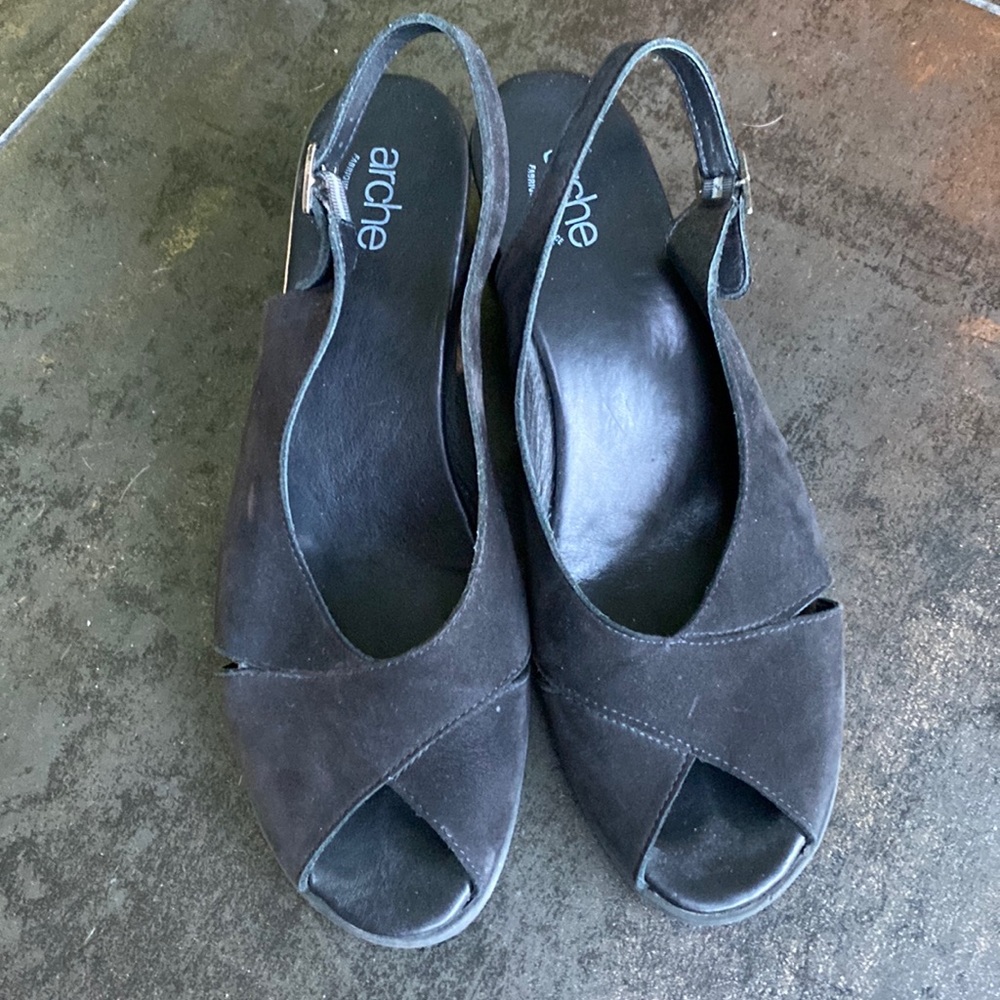 Arche wedge sandals shoes slingback made in France size 42 black